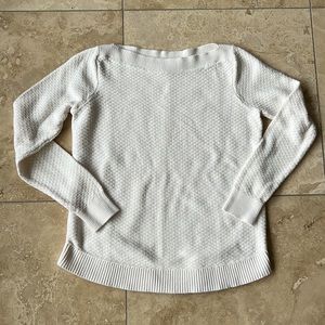 White Loft waffle knit boatneck sweater